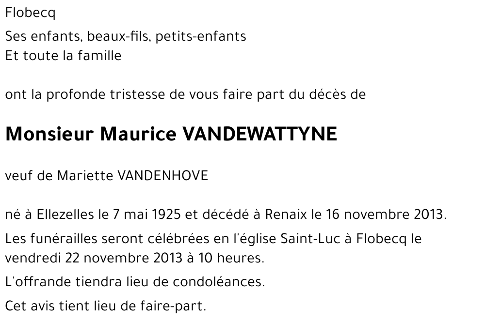 Maurice VANDEWATTYNE