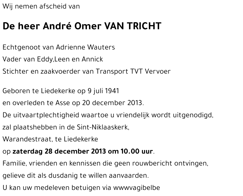 André Omer VAN TRICHT