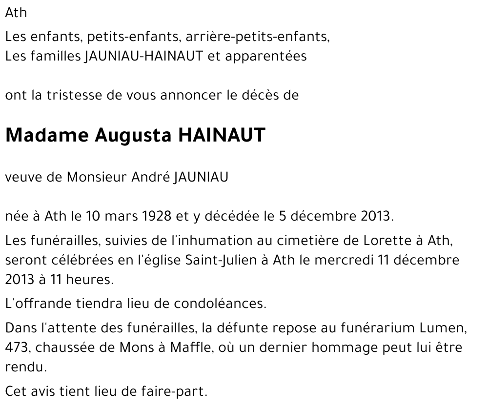 Augusta HAINAUT