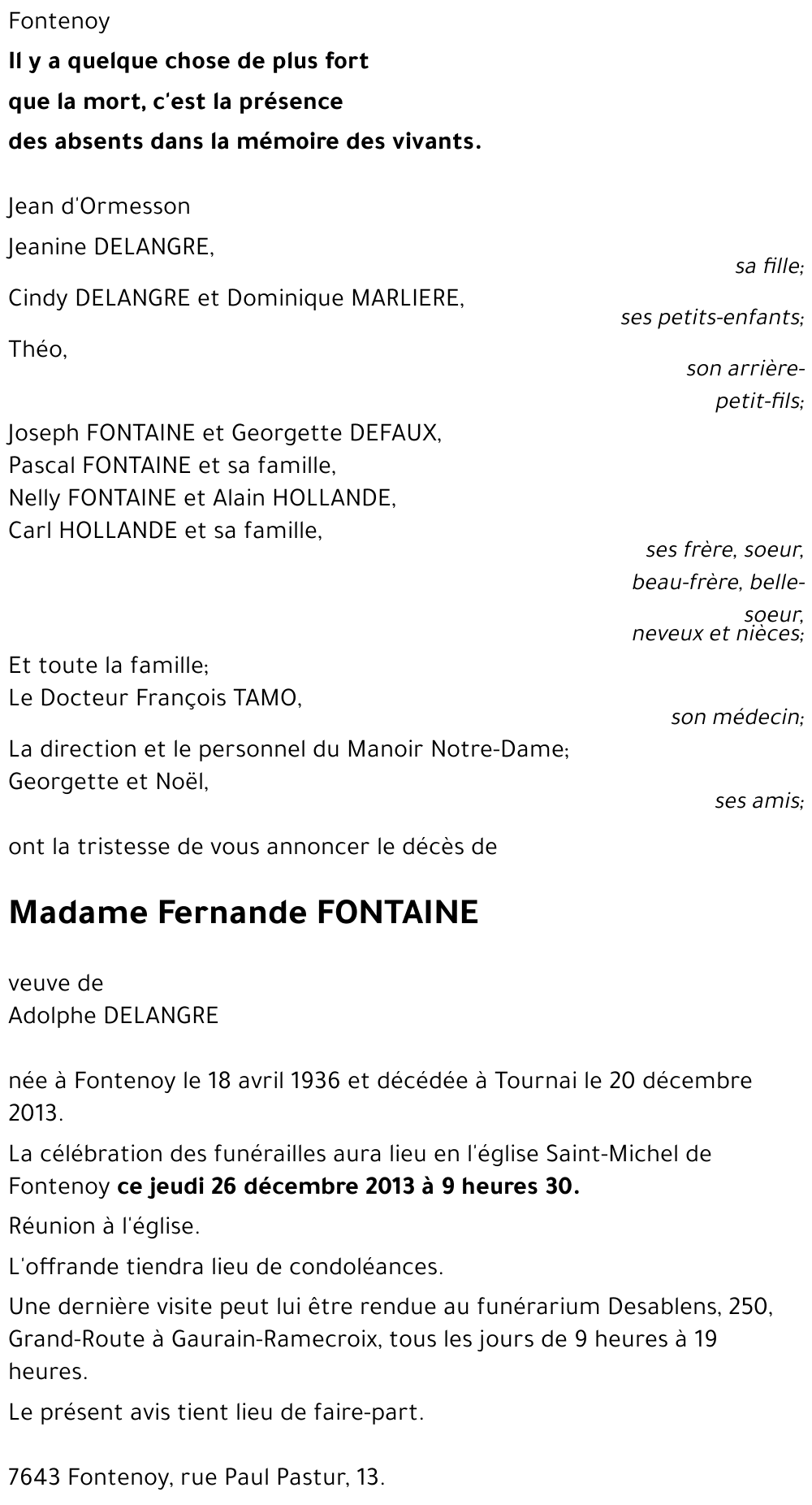 Fernande FONTAINE