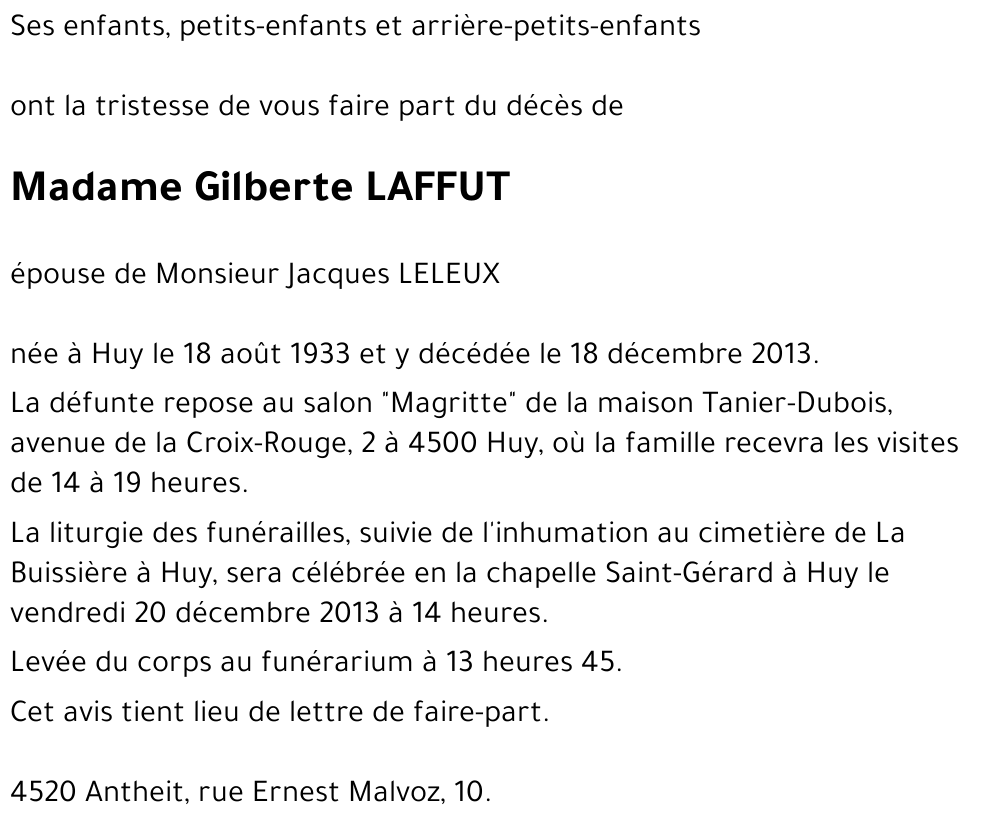 Gilberte LAFFUT