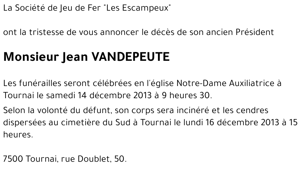 Jean VANDEPEUTE