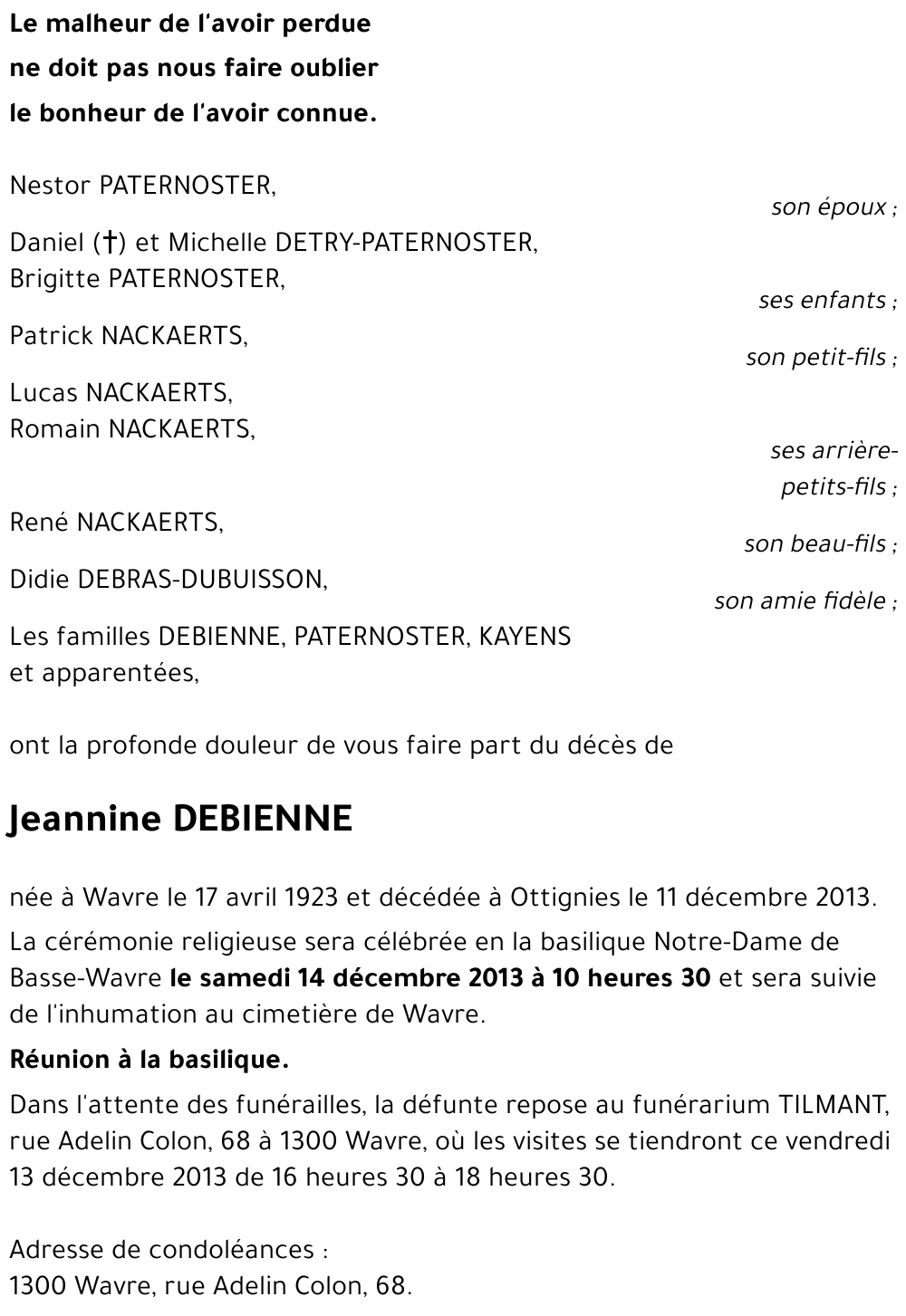 Jeannine DEBIENNE