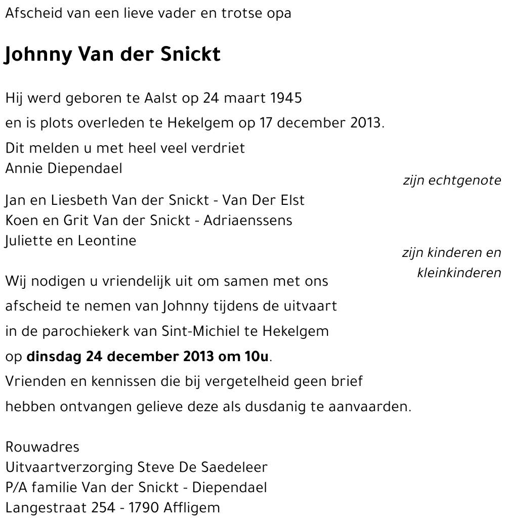 Johnny Van der Snickt