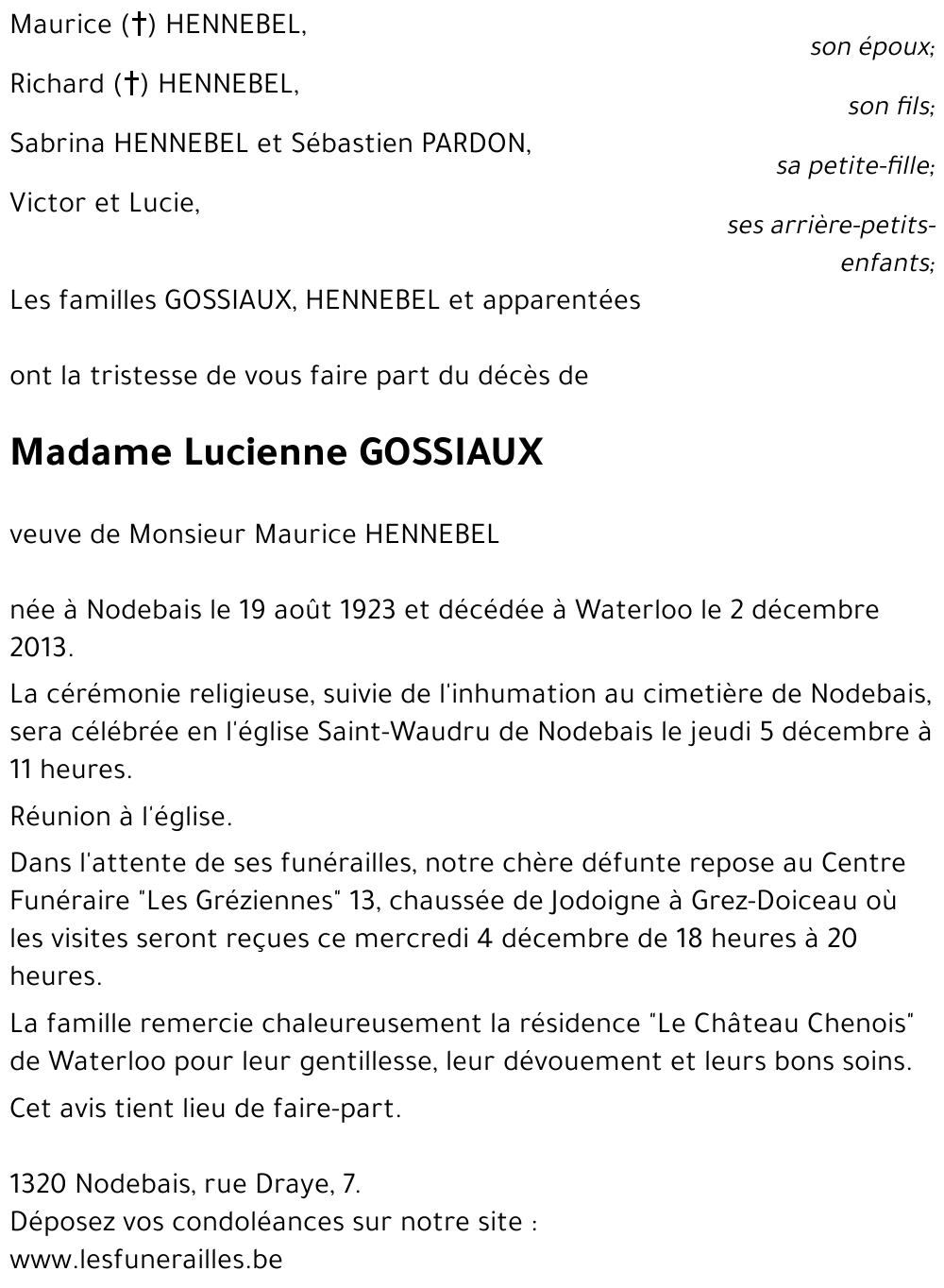 Lucienne GOSSIAUX