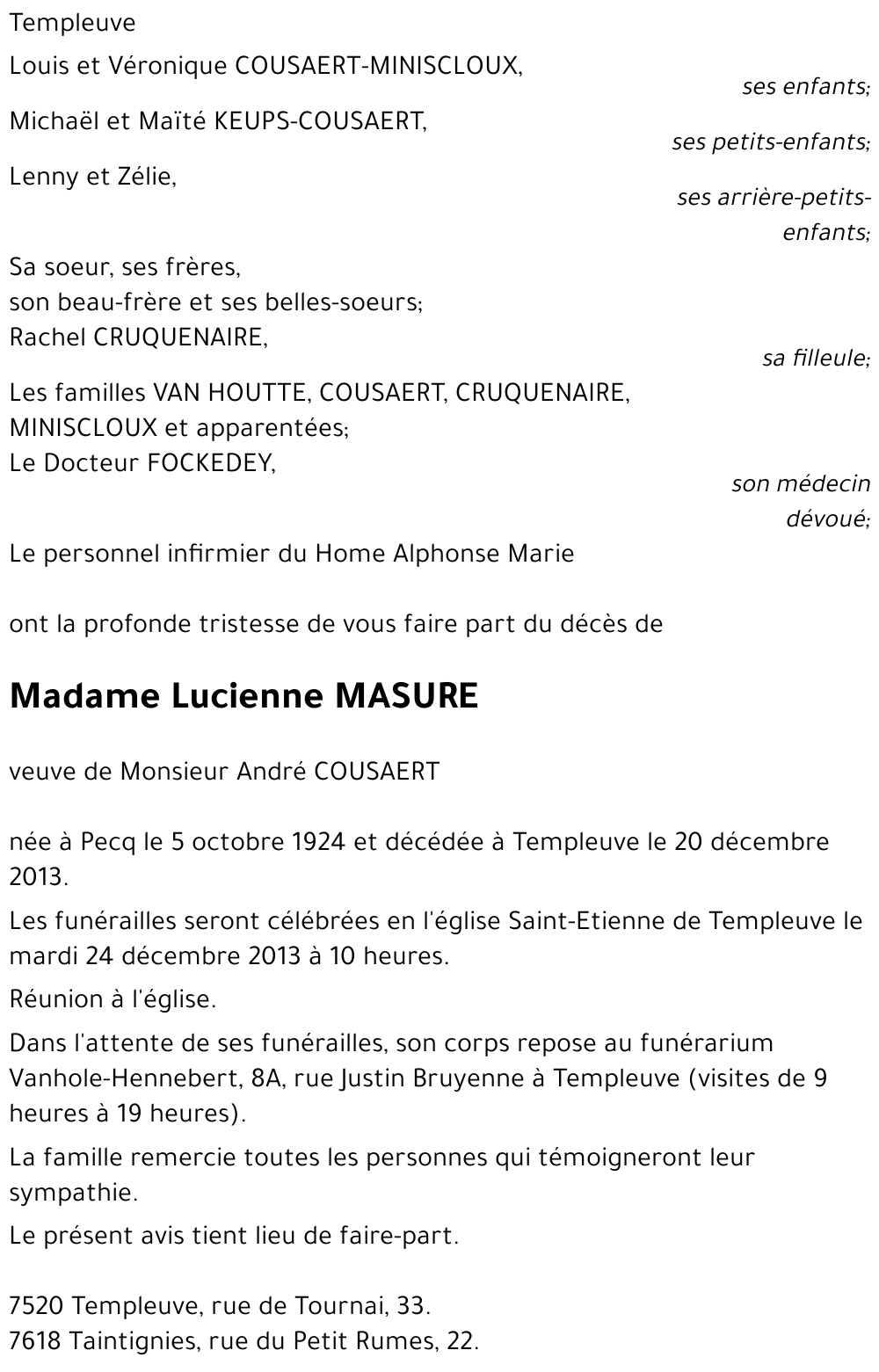 Lucienne MASURE