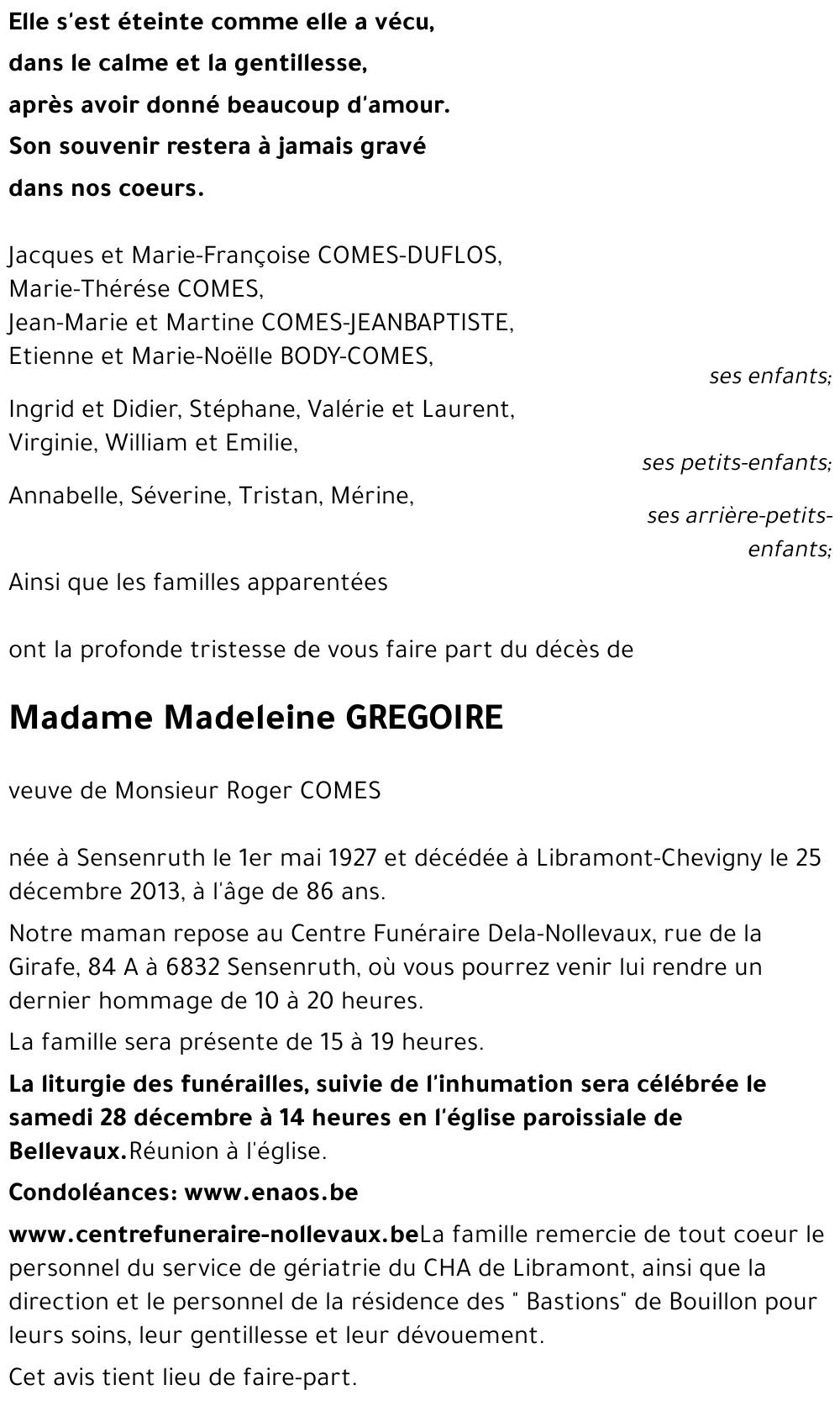 Madeleine GREGOIRE