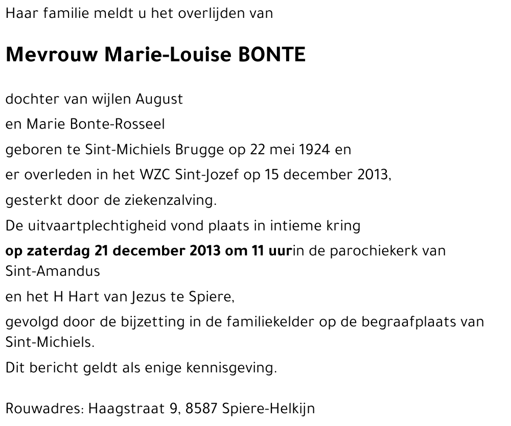 Marie-Louise BONTE