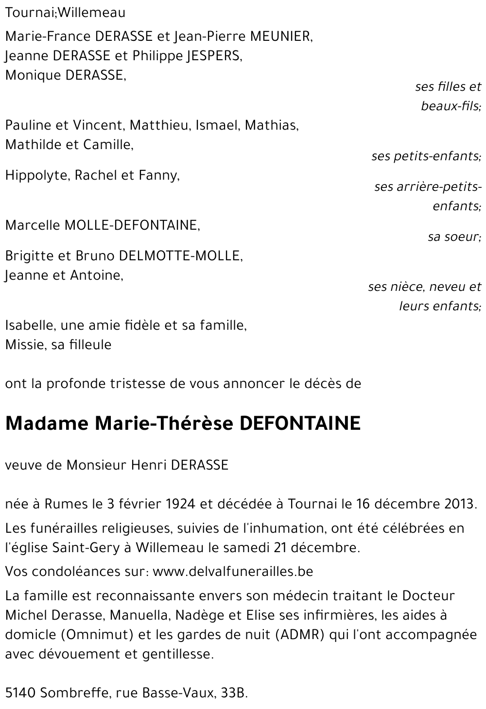 Marie-Thérèse DEFONTAINE