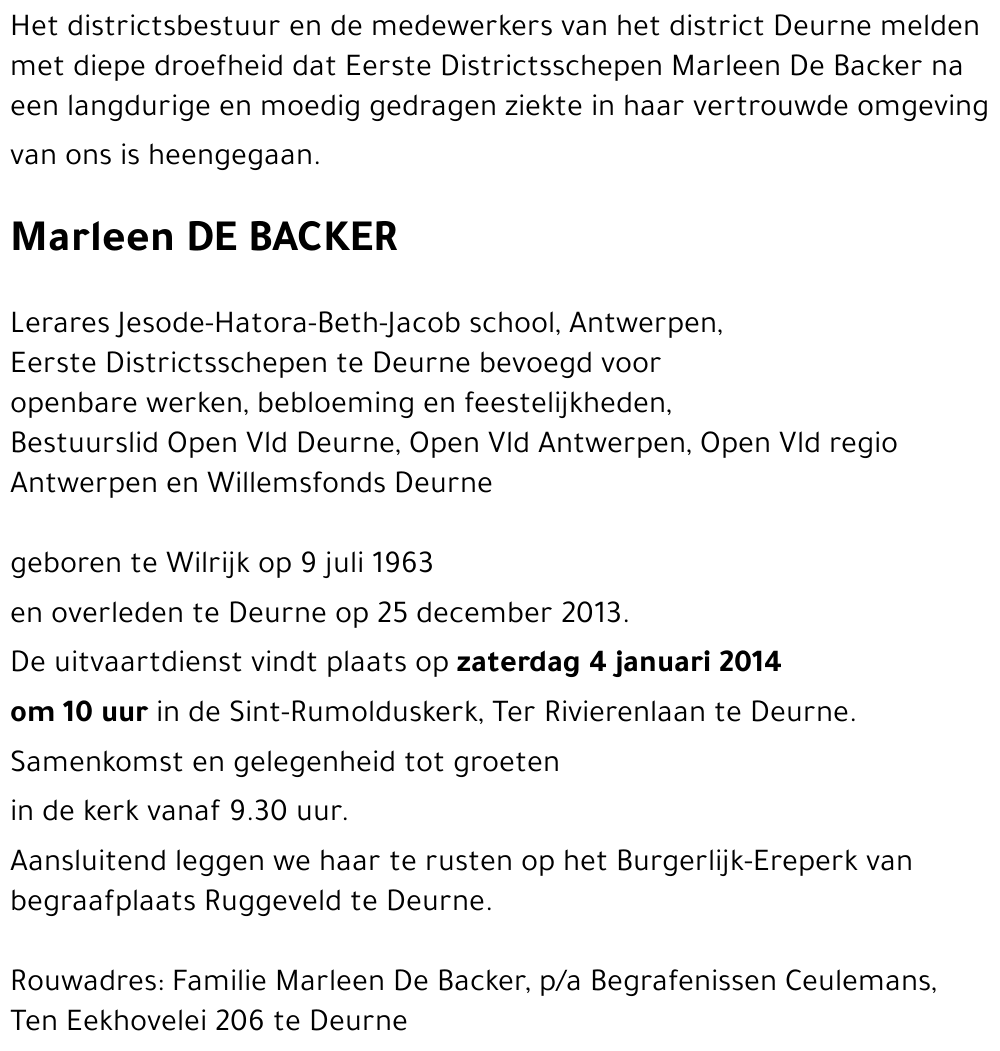 Marleen DE BACKER