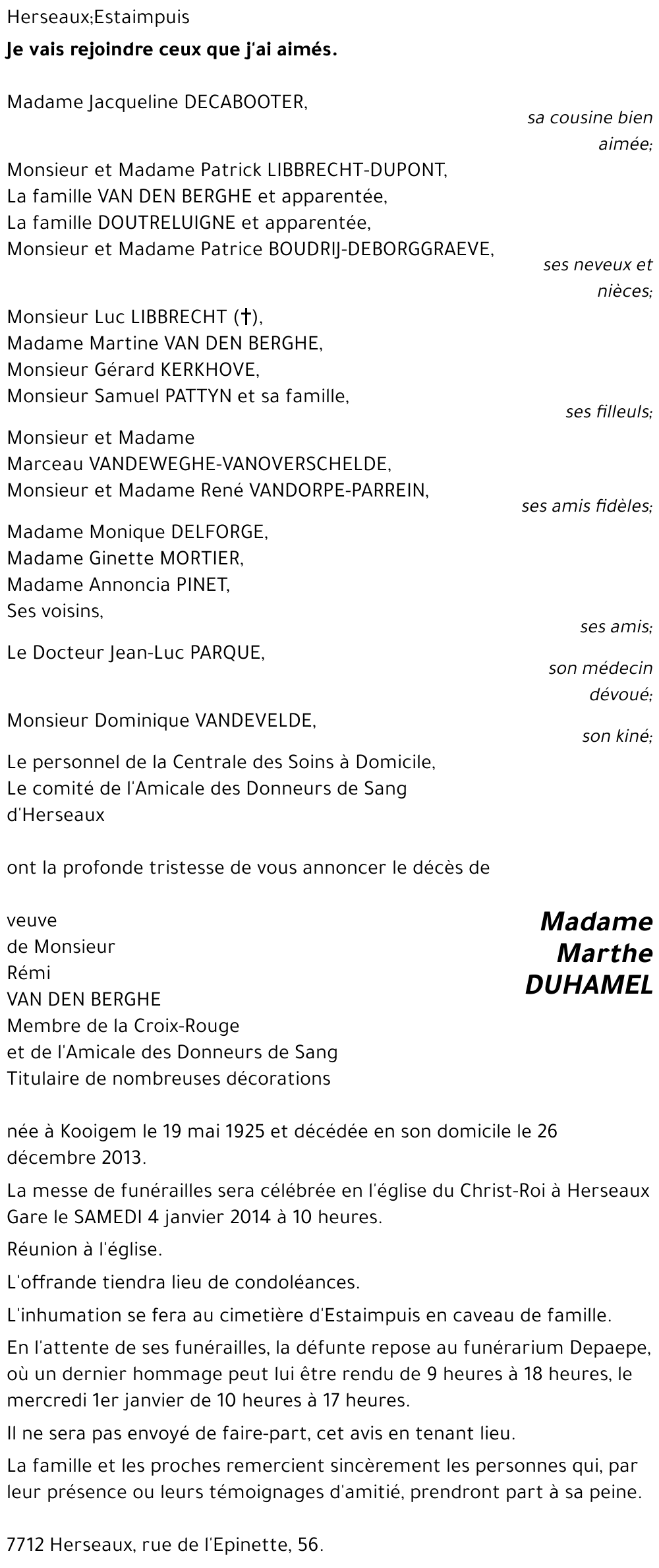 Marthe DUHAMEL