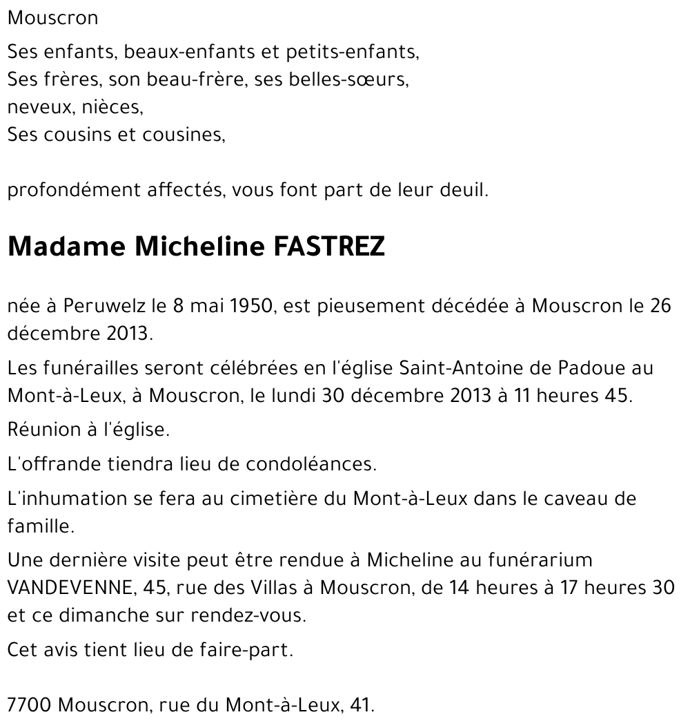 Micheline FASTREZ