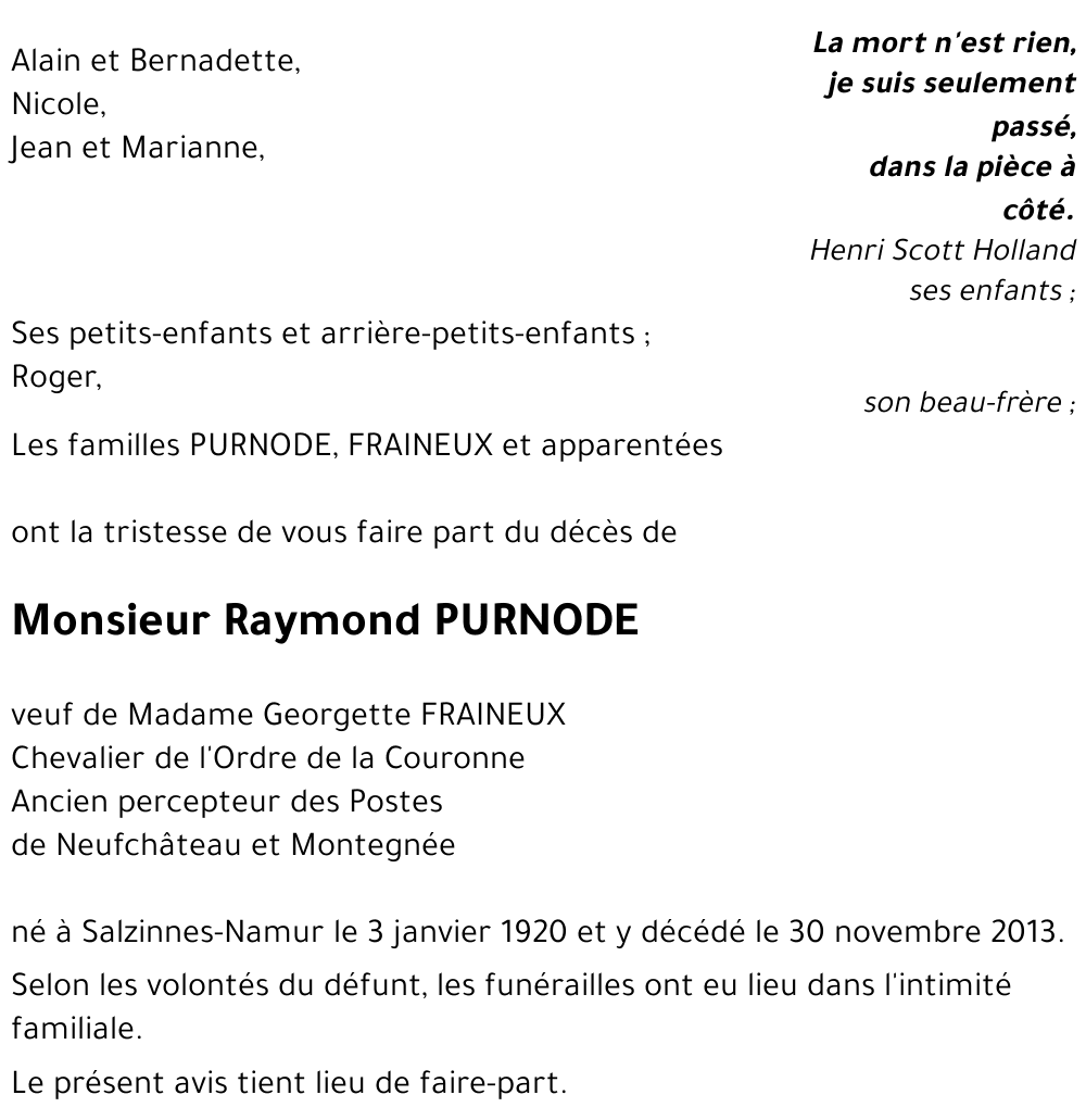 Raymond PURNODE