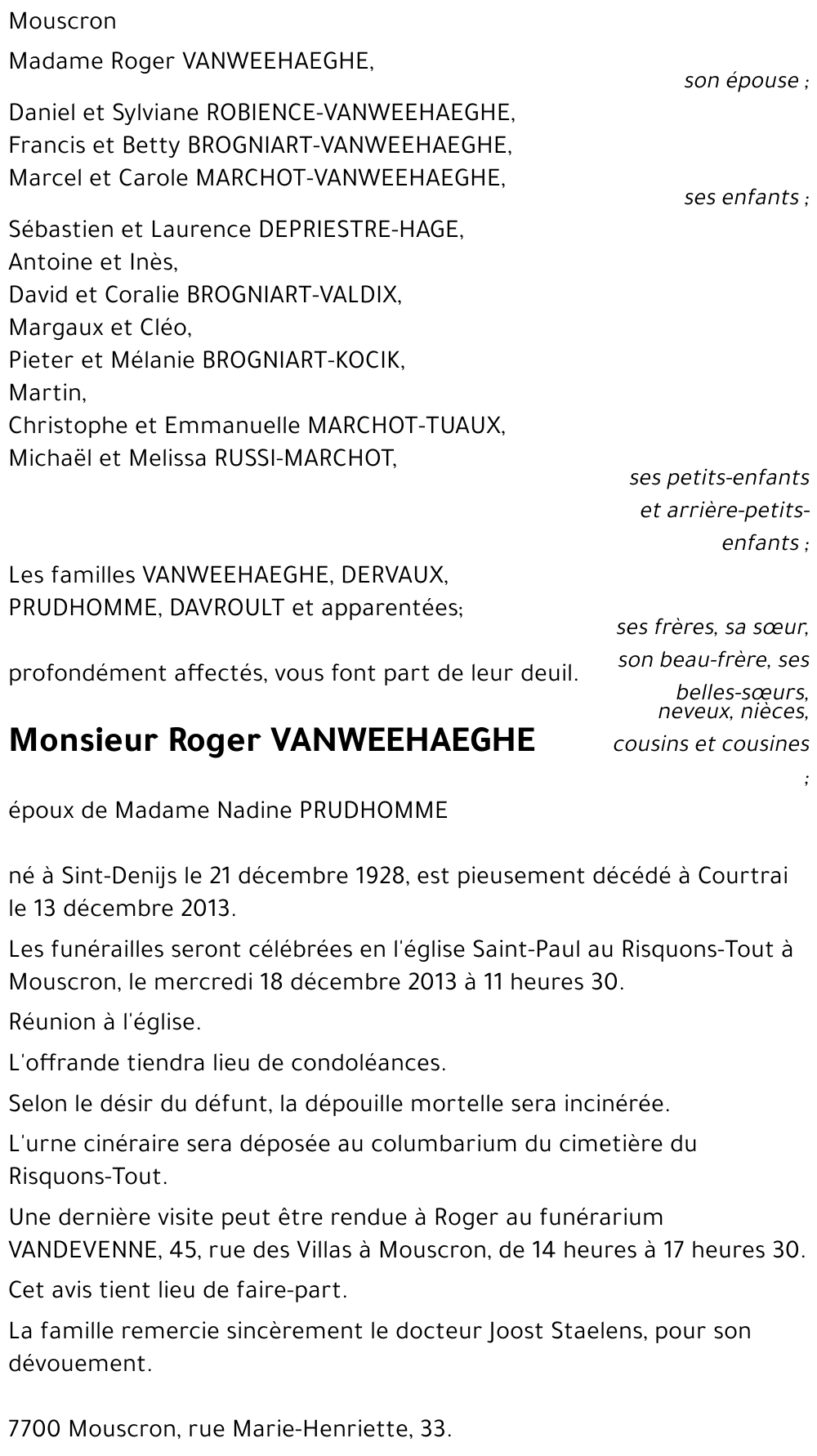 Roger VANWEEHAEGHE