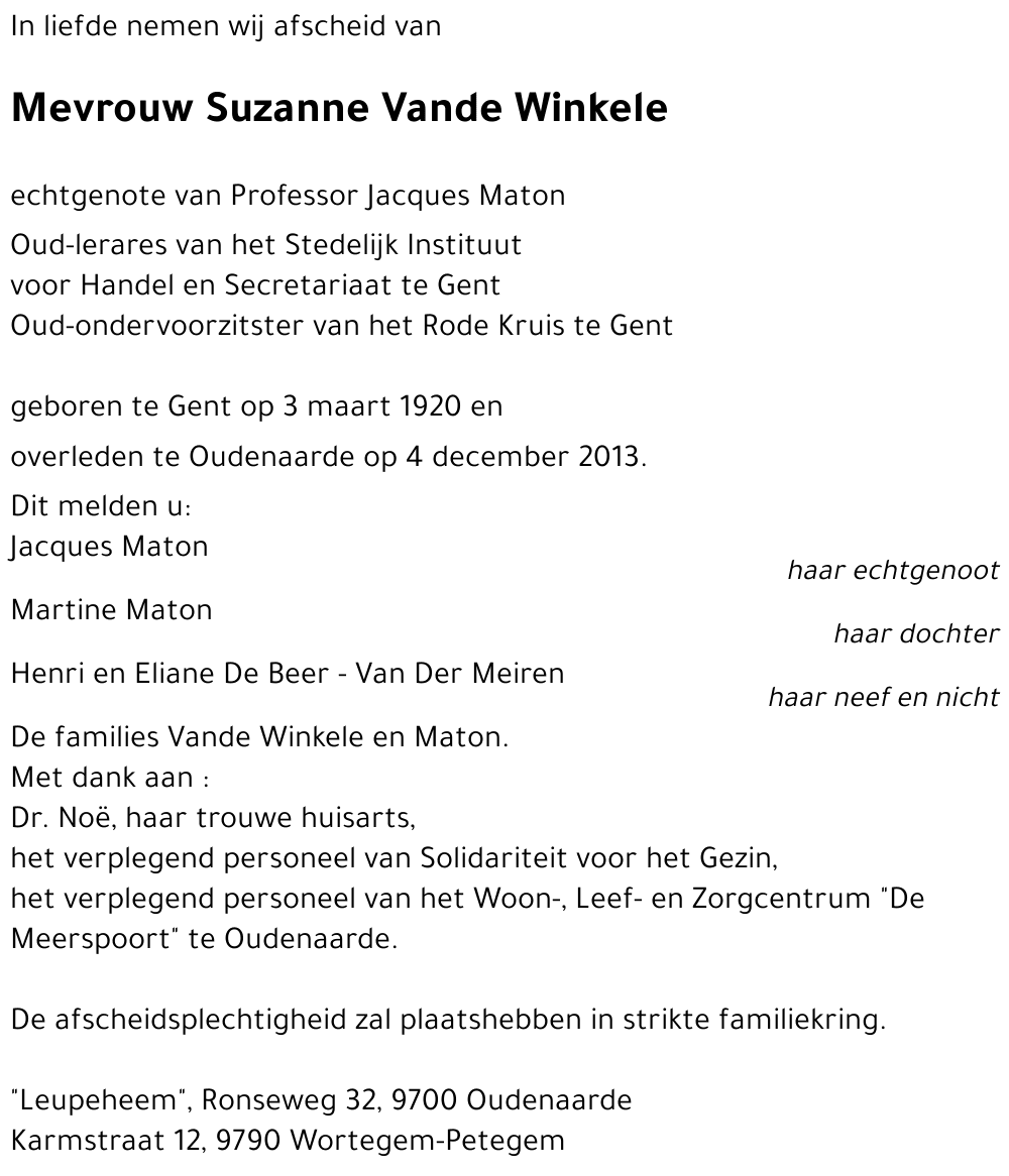 Suzanne Vande Winkele