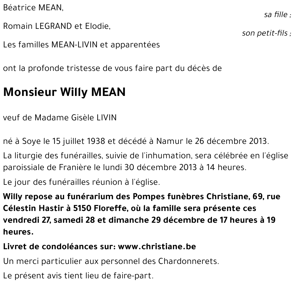 Willy MEAN