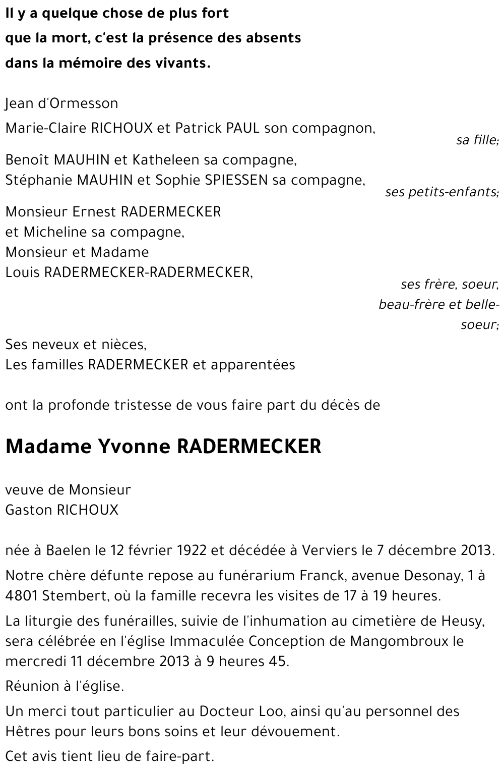 Yvonne Radermecker