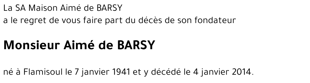 Aimé de BARSY