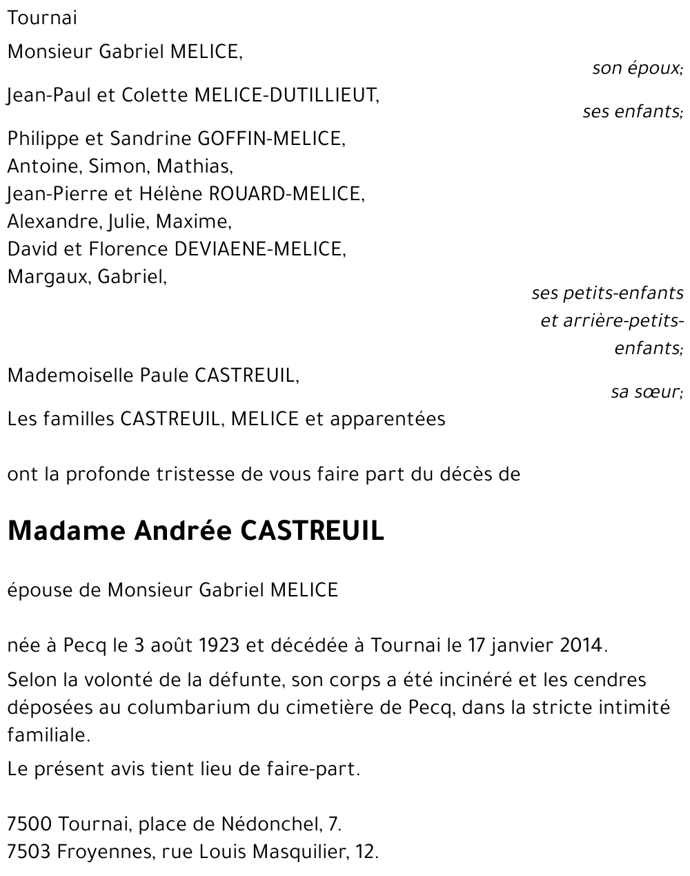 Andrée CASTREUIL