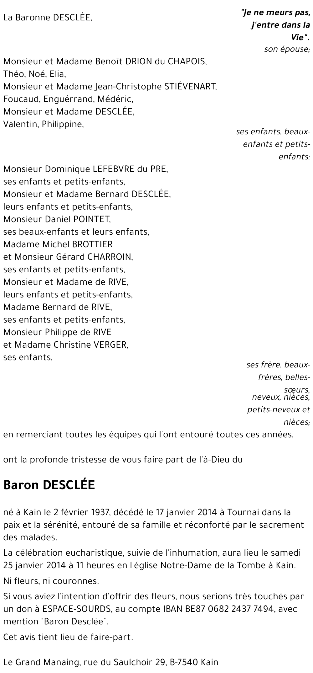 Baron DESCLÉE