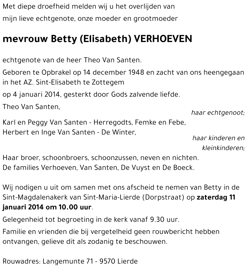 Betty (Elisabeth) VERHOEVEN