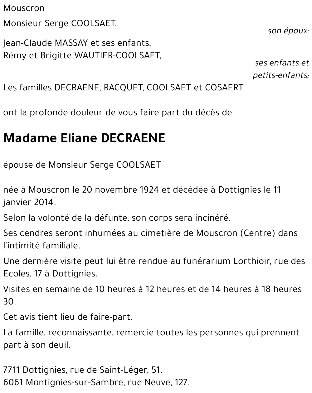 Eliane DECRAENE