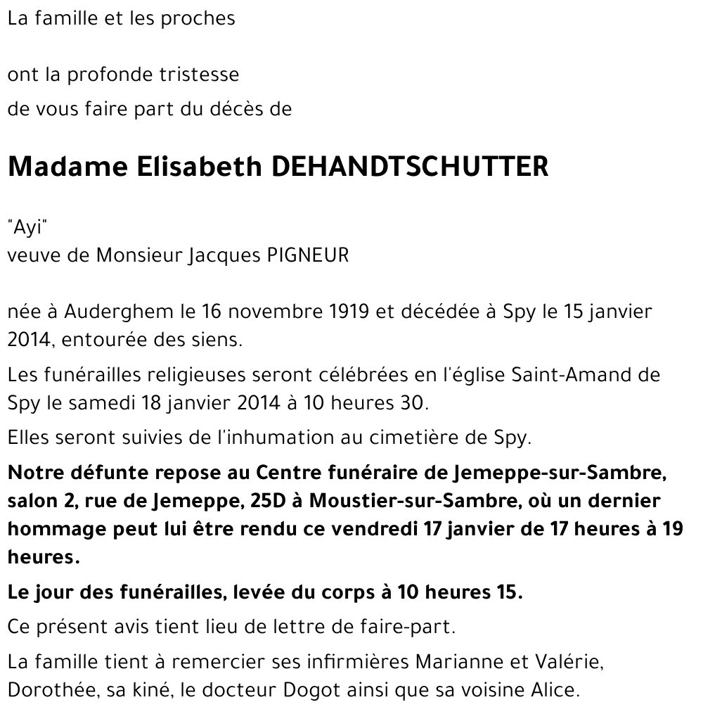 Elisabeth DEHANDTSCHUTTER