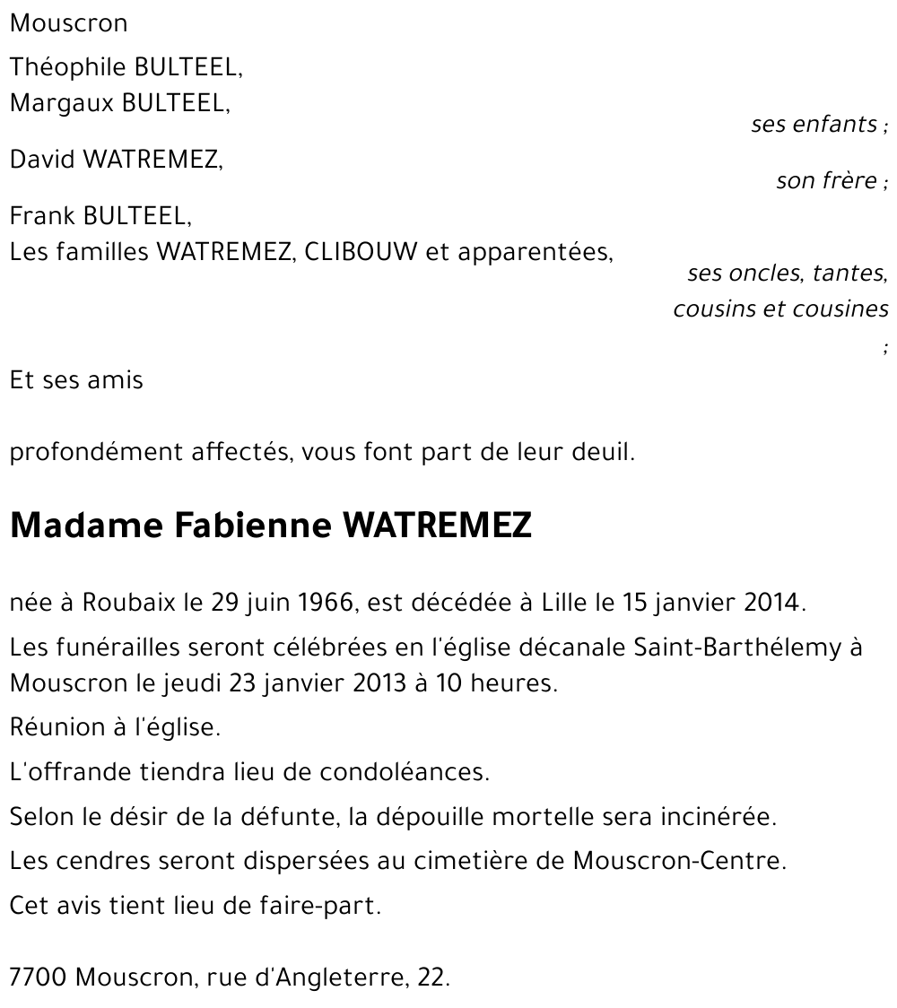 Fabienne WATREMEZ