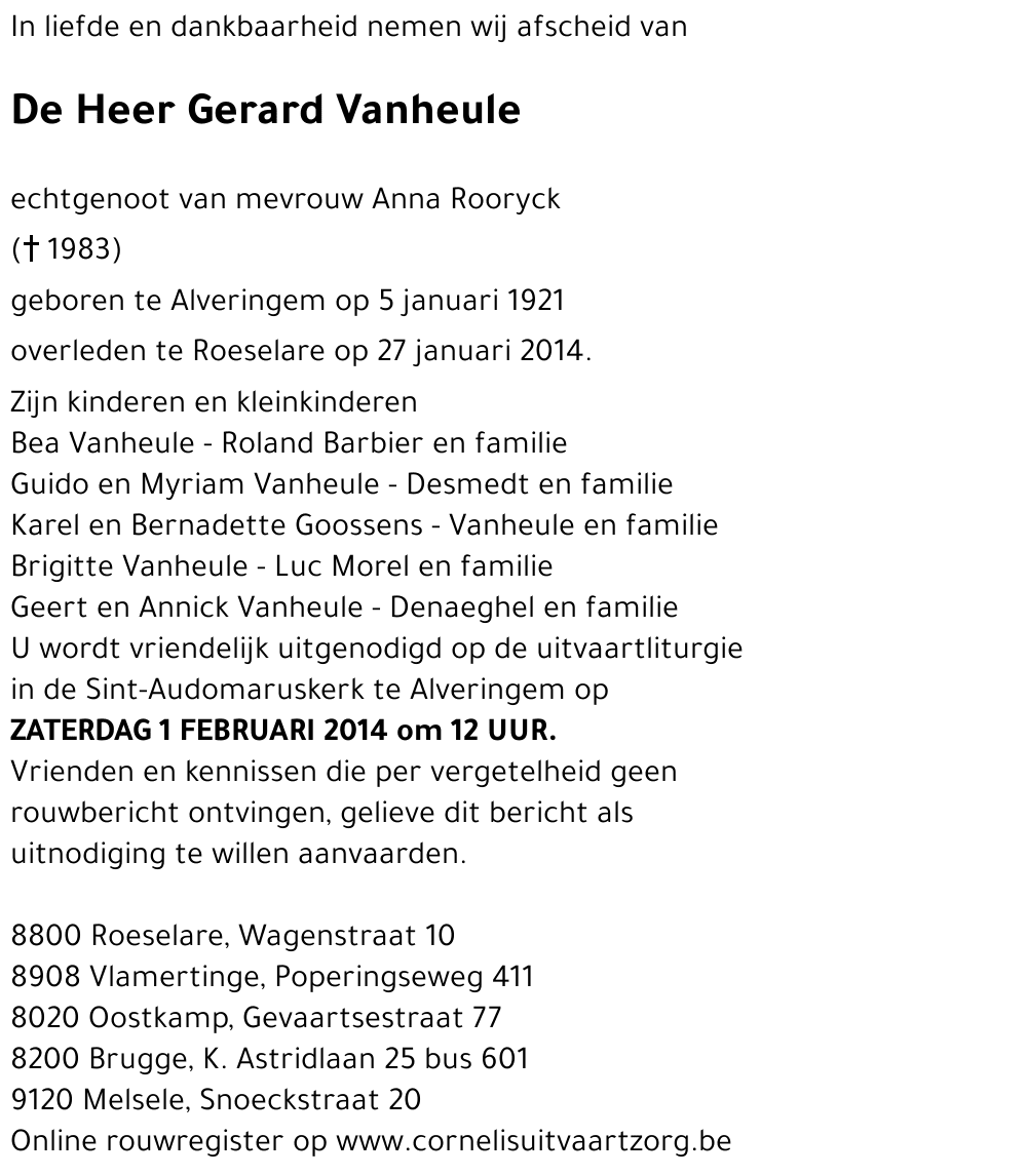 Gerard VANHEULE