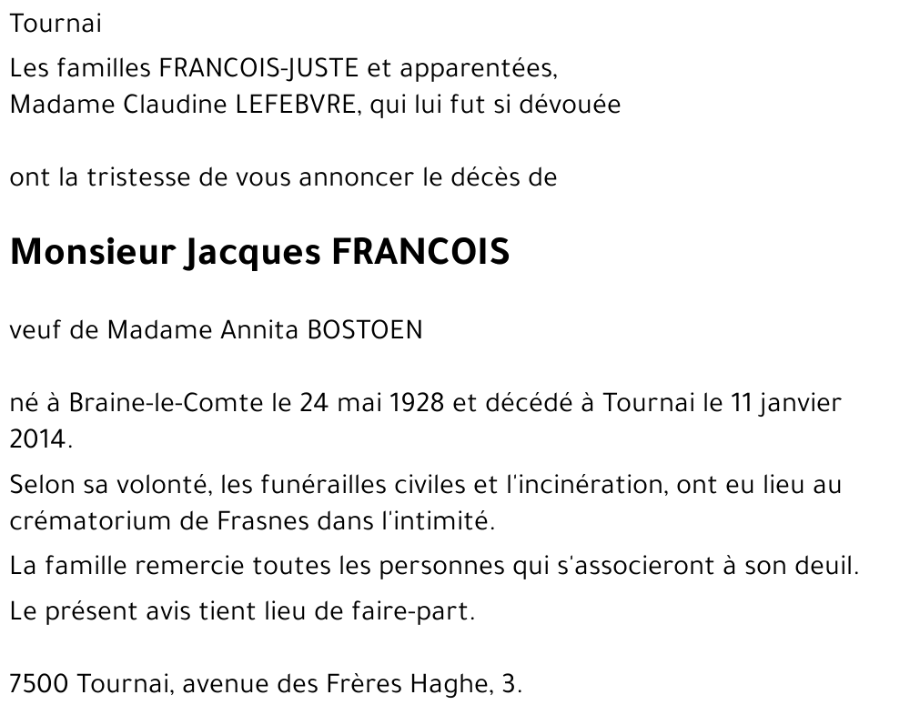 Jacques FRANCOIS