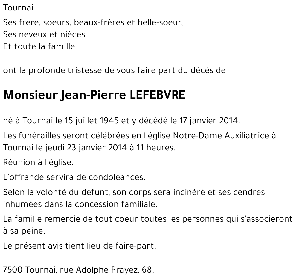 Jean-Pierre LEFEBVRE