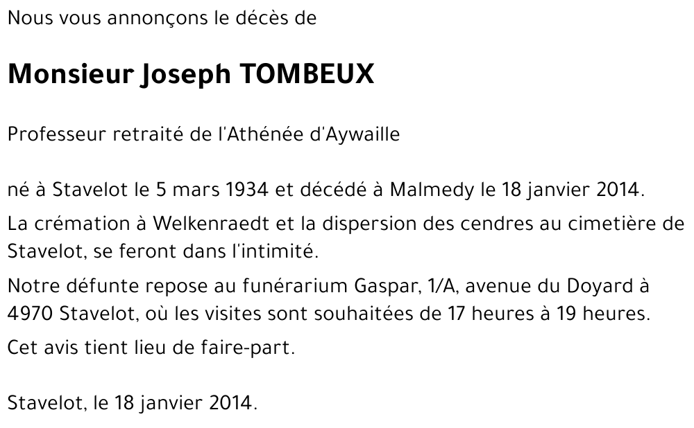 Joseph TOMBEUX