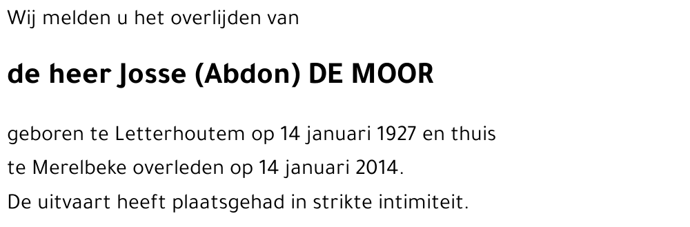 Josse (Abdon) DE MOOR