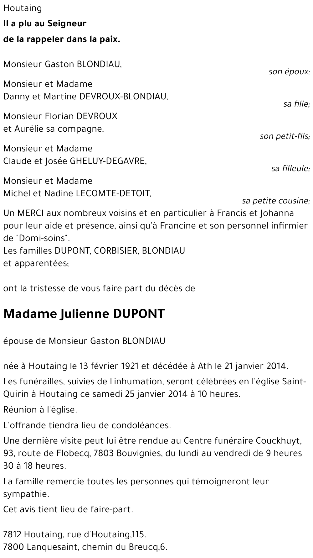 Julienne DUPONT