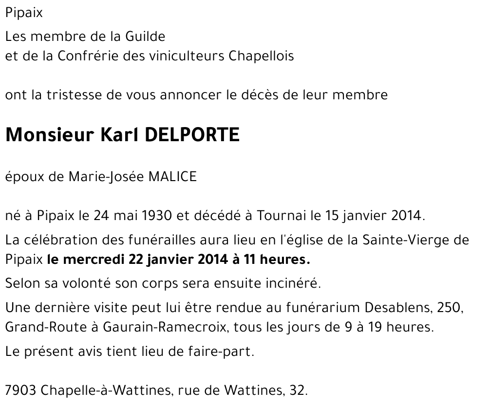 Karl DELPORTE