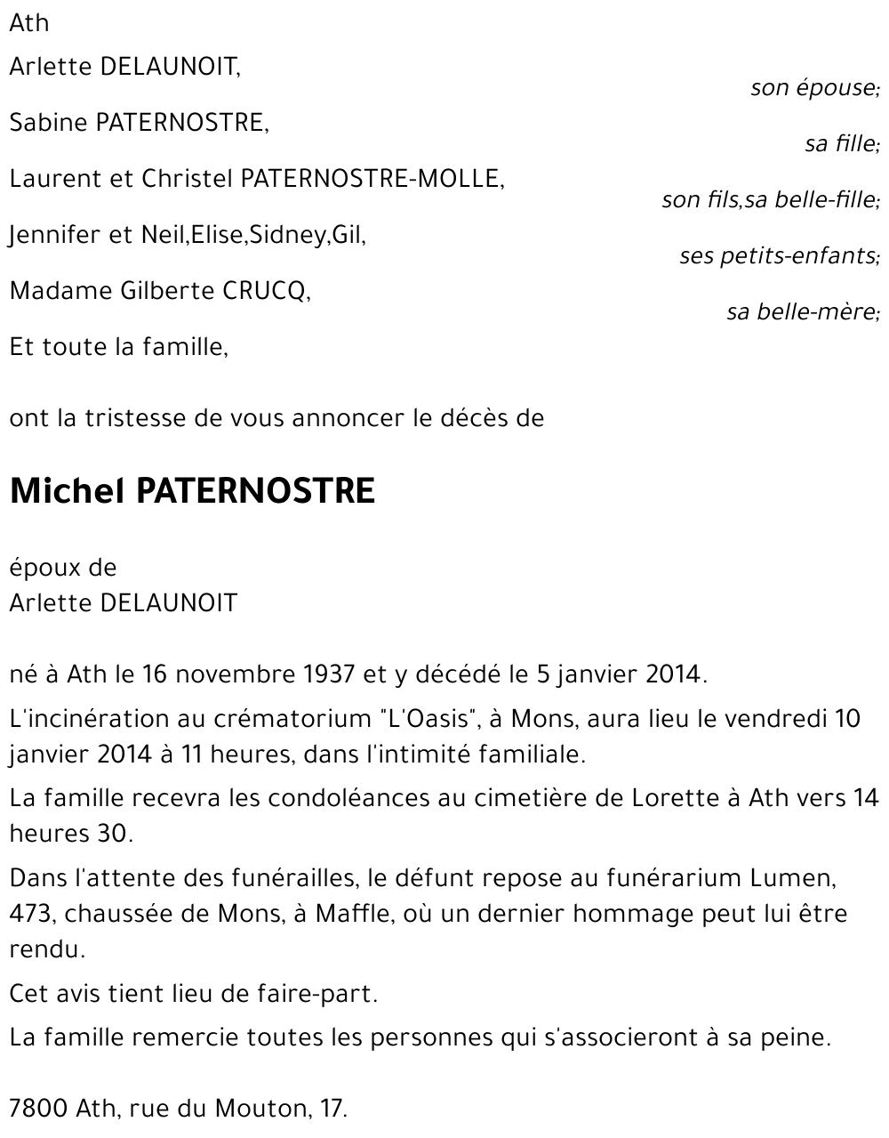 Michel PATERNOSTRE