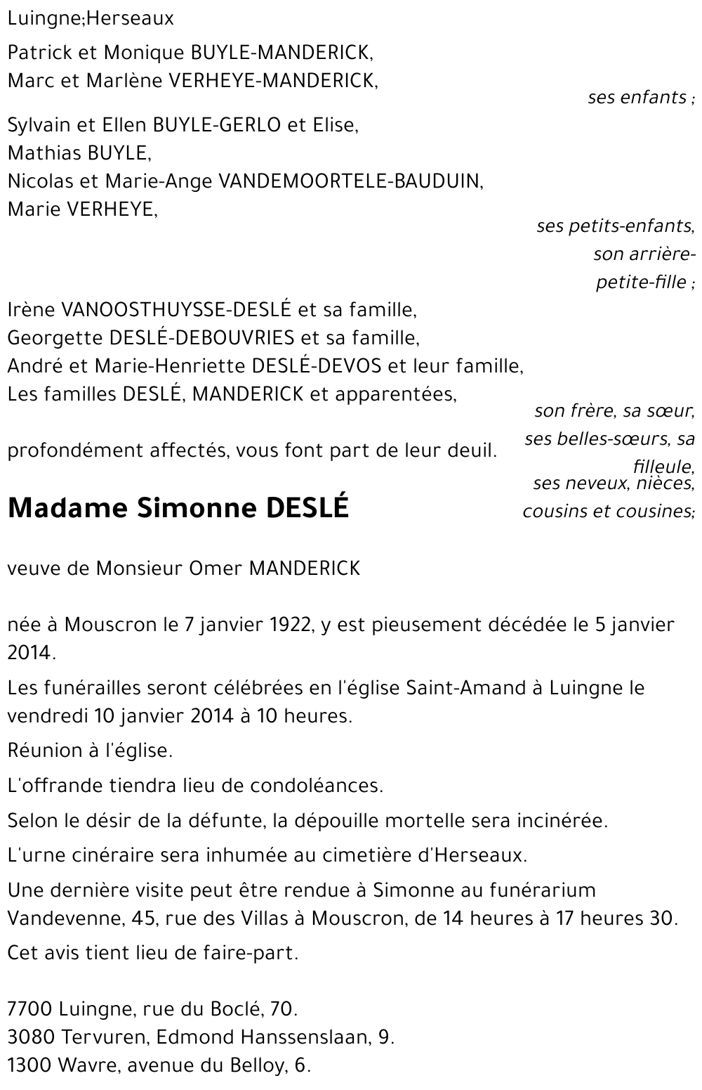 Simonne DESLÉ