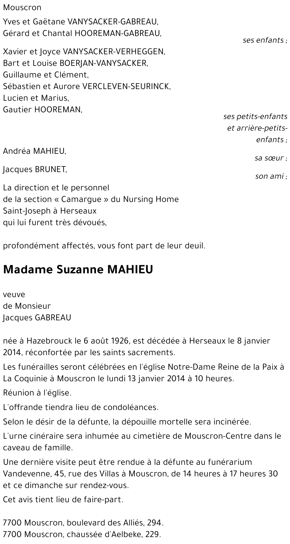 Suzanne MAHIEU
