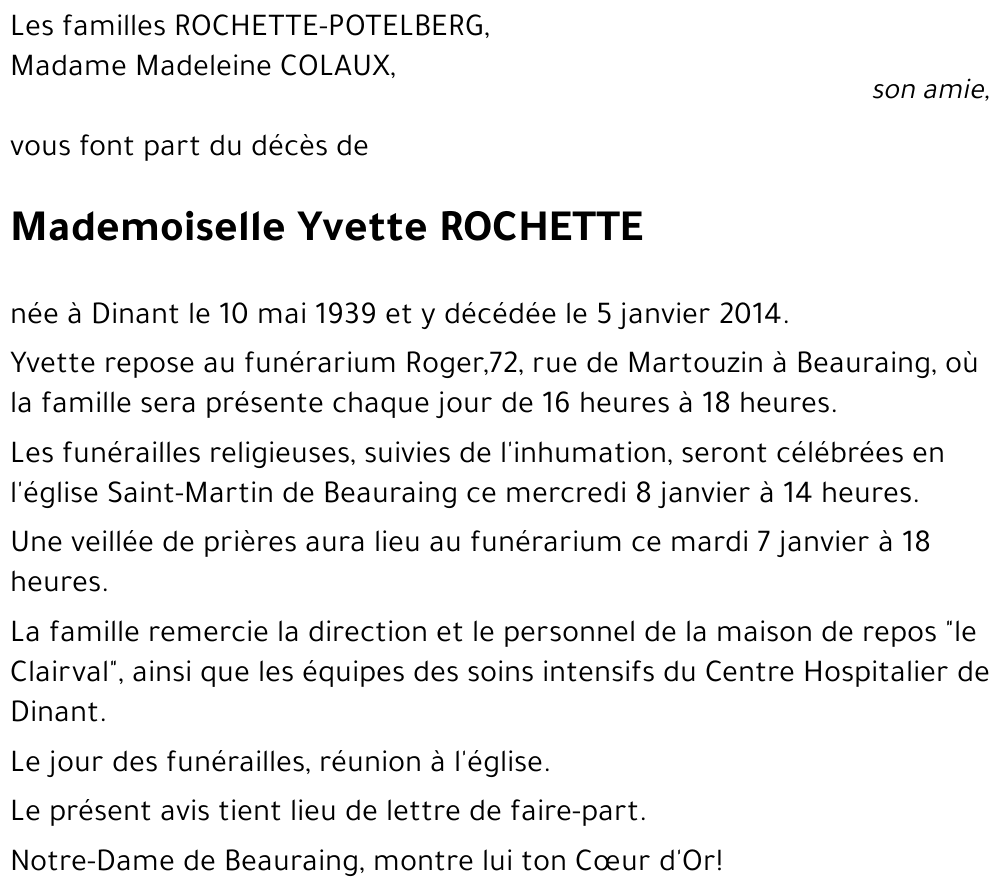 Yvette ROCHETTE