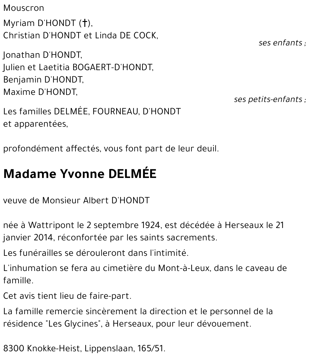 Yvonne DELMÉE