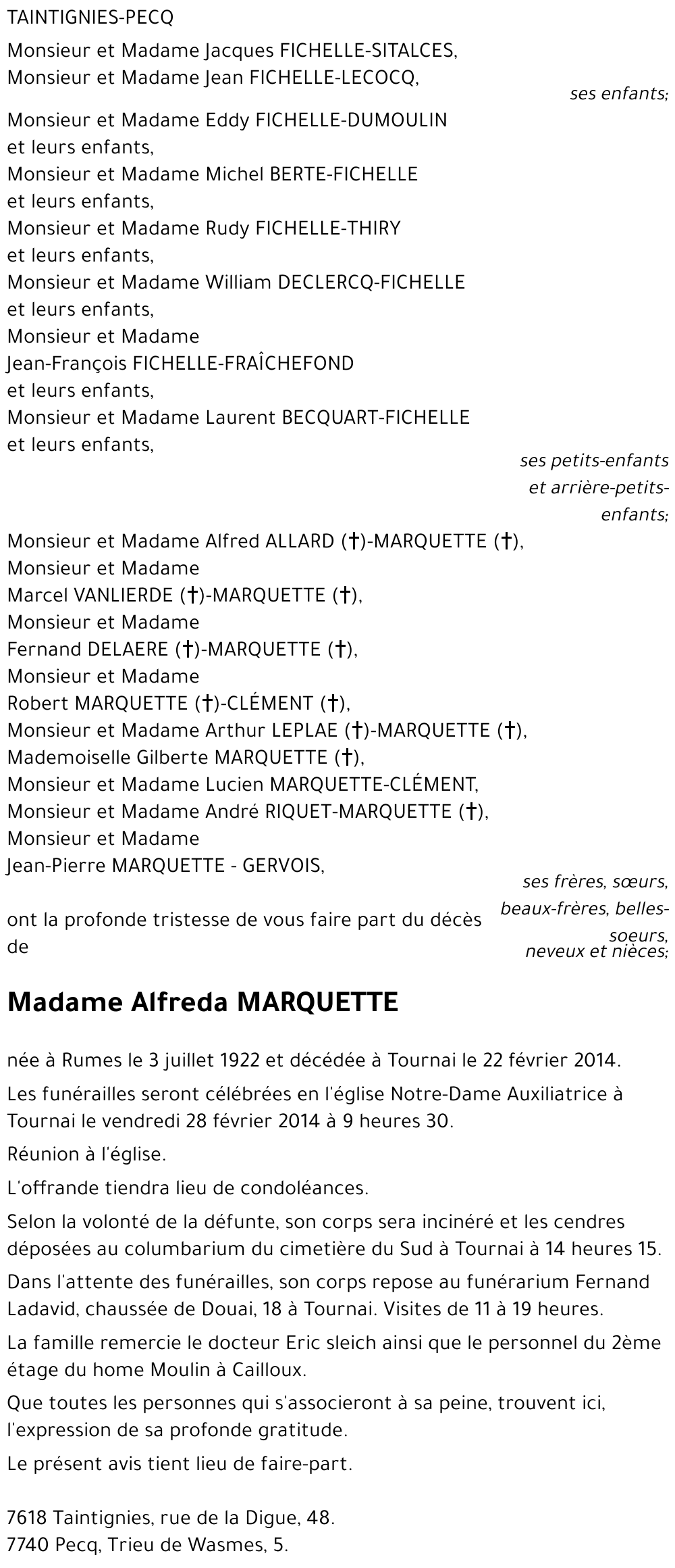 Alfreda MARQUETTE