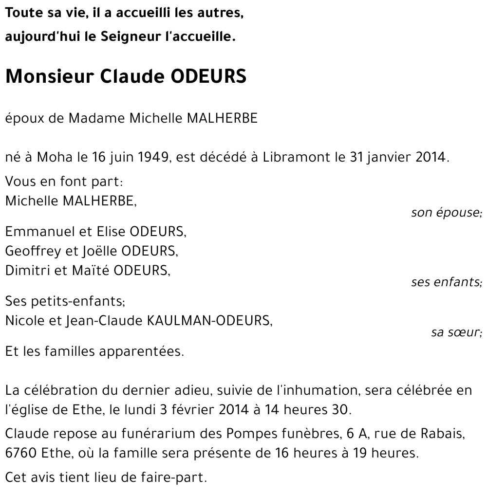 Claude ODEURS