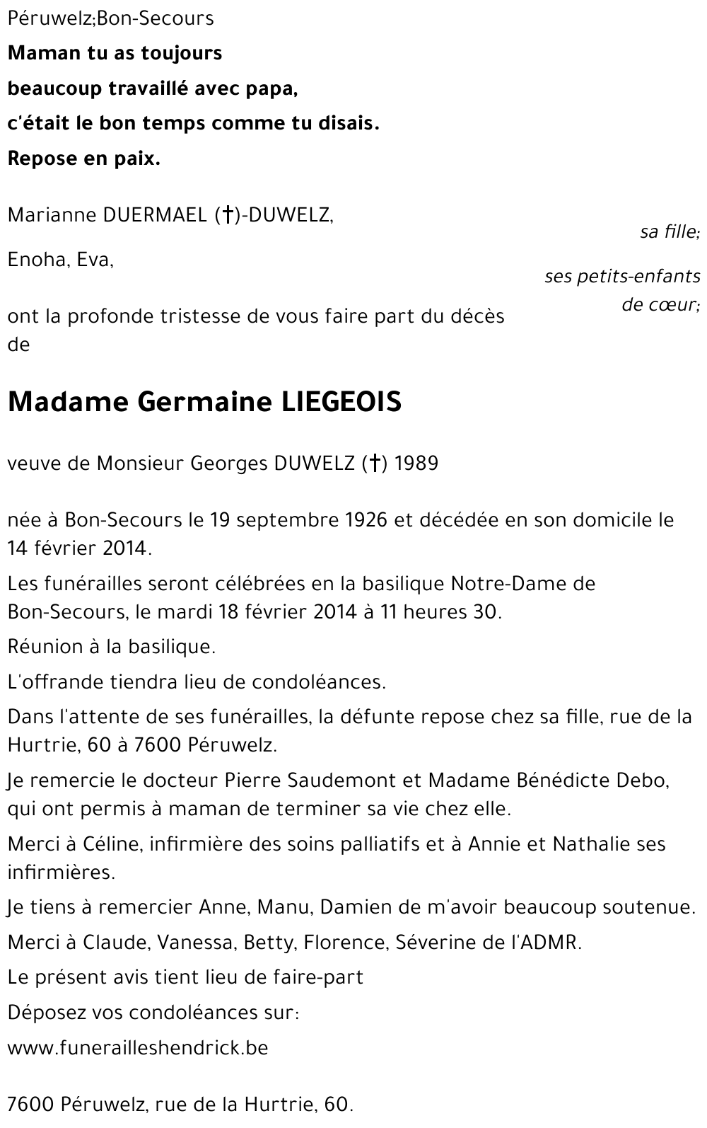 Germaine LIEGEOIS