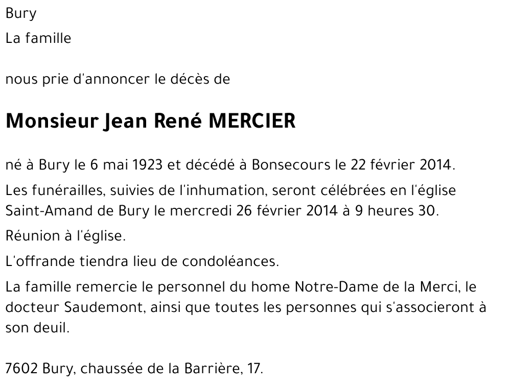 Jean René MERCIER