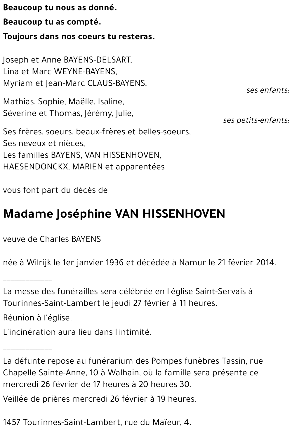 Joséphine VAN HISSENHOVEN