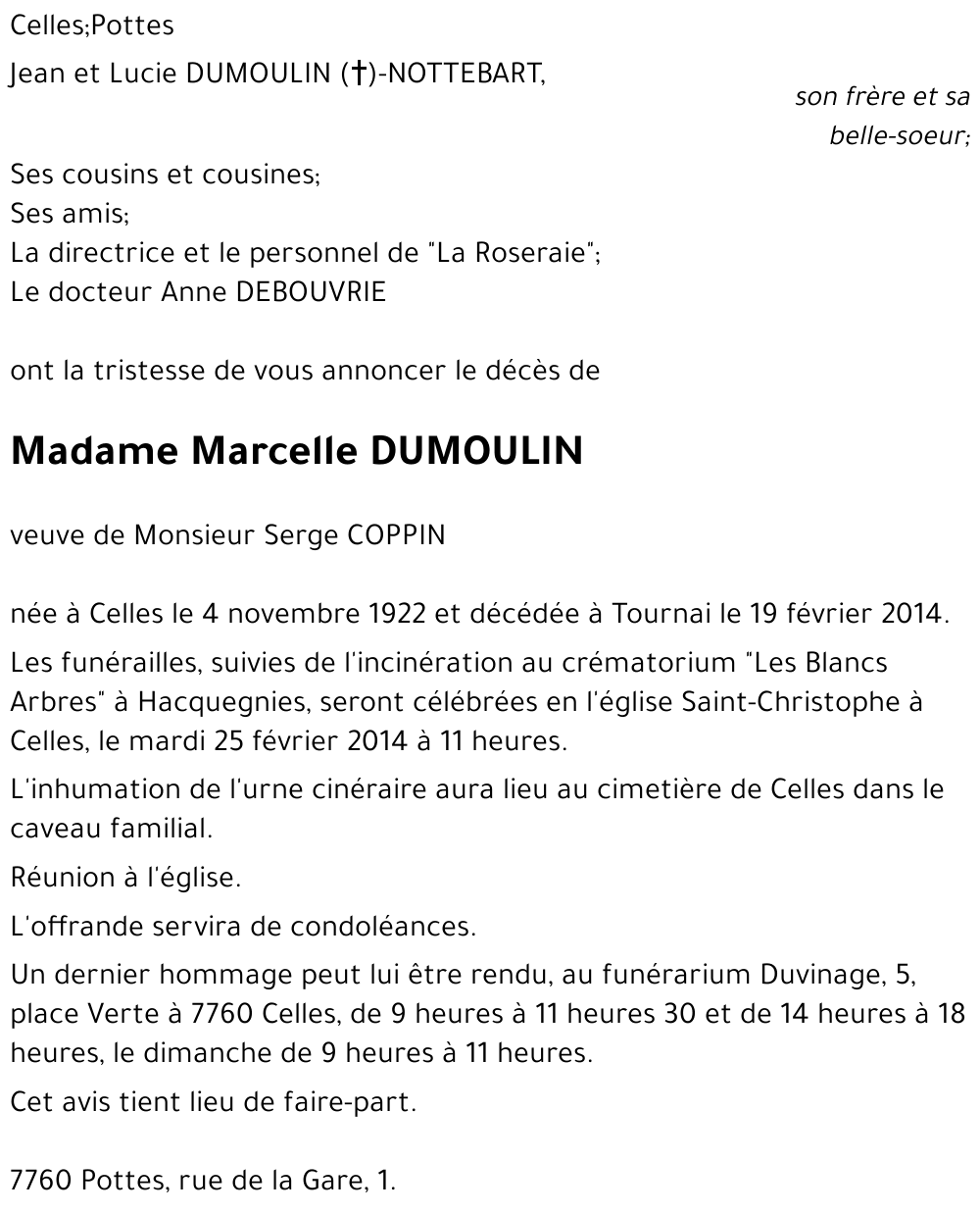 Marcelle DUMOULIN