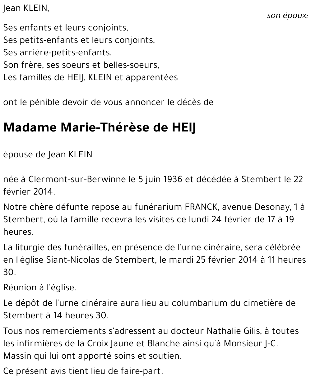 Marie-Thérèse de HEIJ