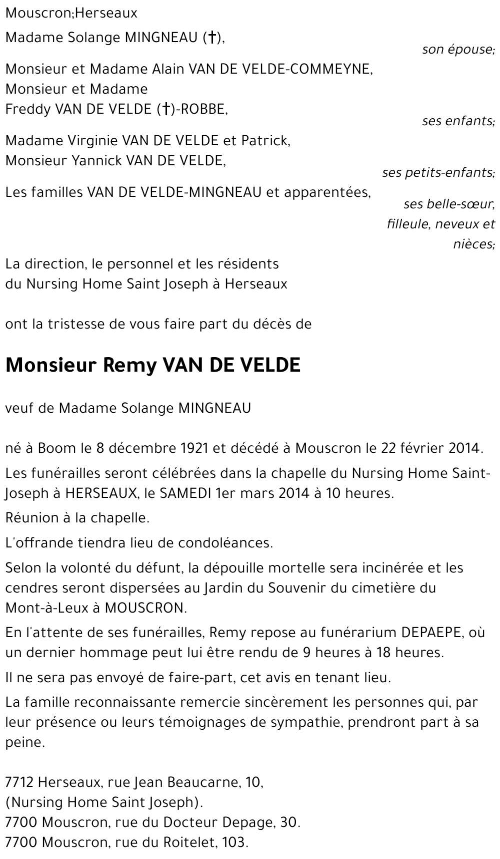 Remy VAN DE VELDE