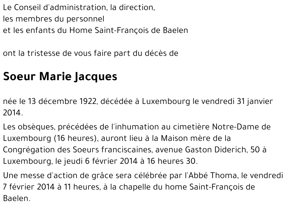 Soeur Marie Jacques