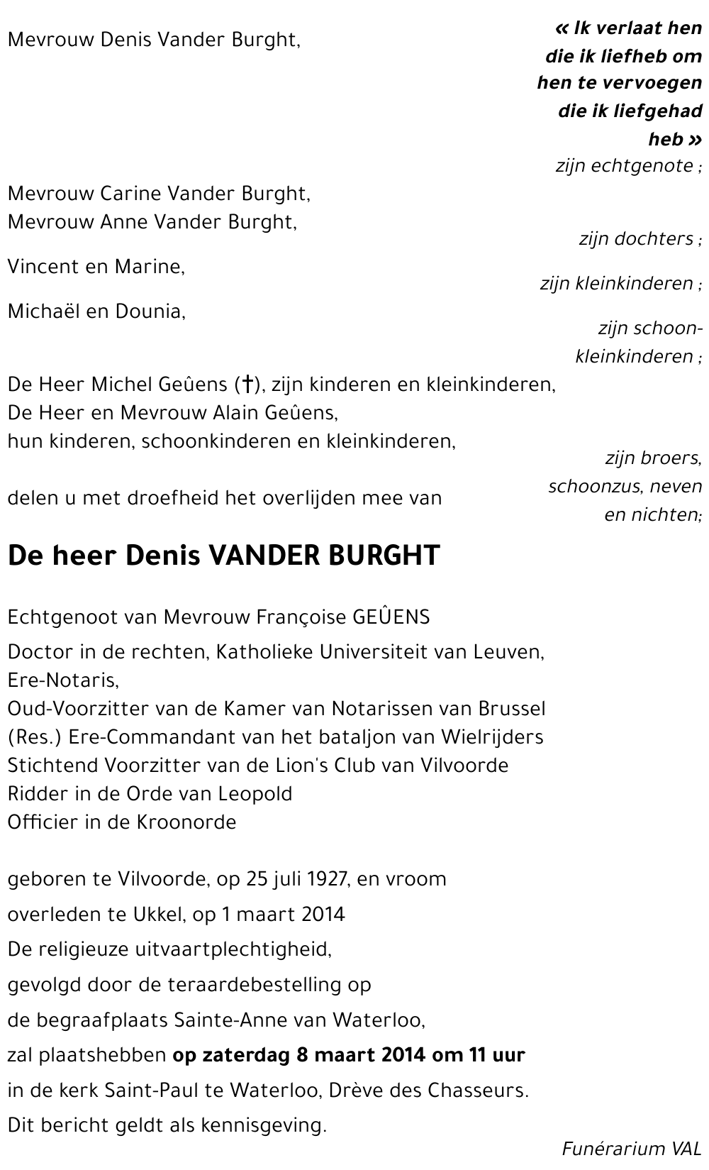 Denis VANDER BURGHT